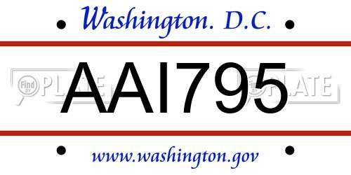 AAI795 District Of Columbia License Plate