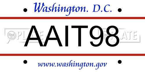 AAIT98 District Of Columbia License Plate