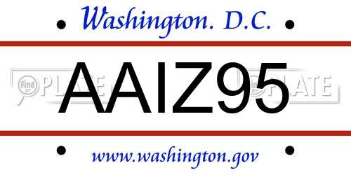 AAIZ95 District Of Columbia License Plate