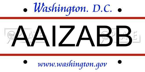 AAIZABB District Of Columbia License Plate