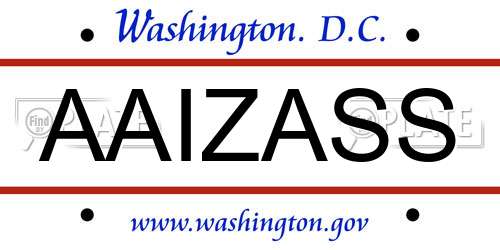 AAIZASS District Of Columbia License Plate