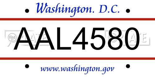 AAL4580 District Of Columbia License Plate