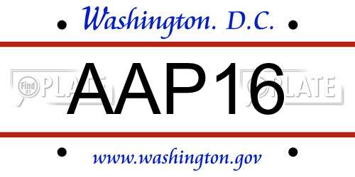 AAP16 District Of Columbia License Plate
