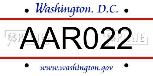 AAR022 District Of Columbia License Plate