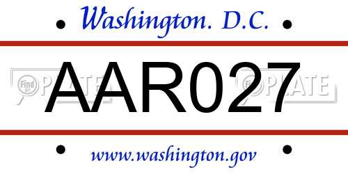 AAR027 District Of Columbia License Plate