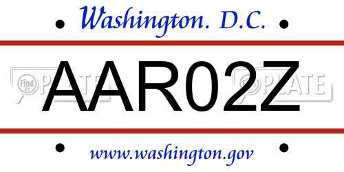 AAR02Z District Of Columbia License Plate