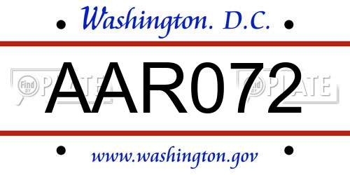 AAR072 District Of Columbia License Plate