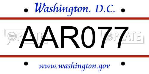 AAR077 District Of Columbia License Plate