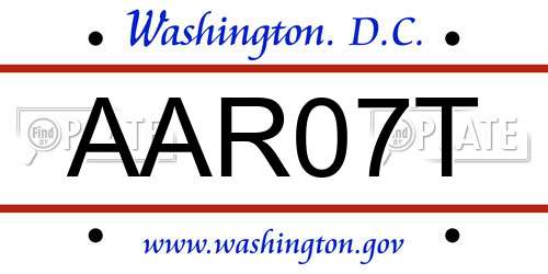 AAR07T District Of Columbia License Plate