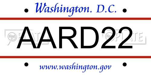 AARD22 District Of Columbia License Plate