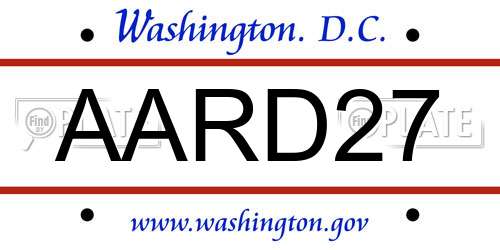 AARD27 District Of Columbia License Plate