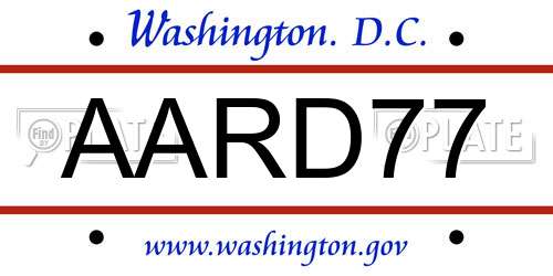 AARD77 District Of Columbia License Plate