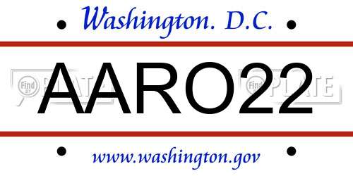 AARO22 District Of Columbia License Plate