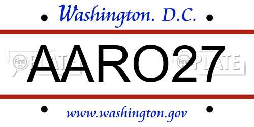 AARO27 District Of Columbia License Plate