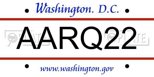 AARQ22 District Of Columbia License Plate