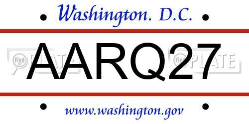 AARQ27 District Of Columbia License Plate