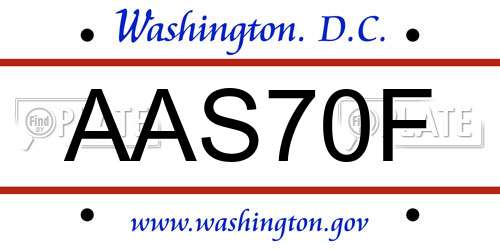AAS70F District Of Columbia License Plate