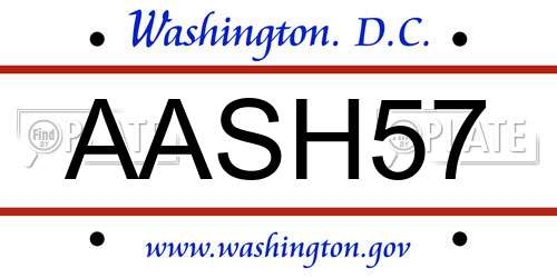 AASH57 District Of Columbia License Plate