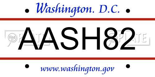 AASH82 District Of Columbia License Plate