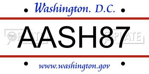 AASH87 District Of Columbia License Plate