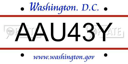 AAU43Y District Of Columbia License Plate