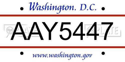 AAY5447 District Of Columbia License Plate