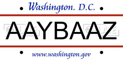 AAYBAAZ District Of Columbia License Plate