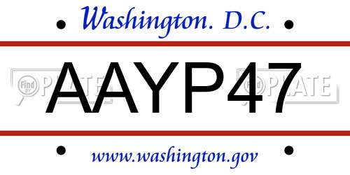 AAYP47 District Of Columbia License Plate