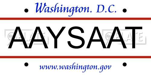 AAYSAAT District Of Columbia License Plate