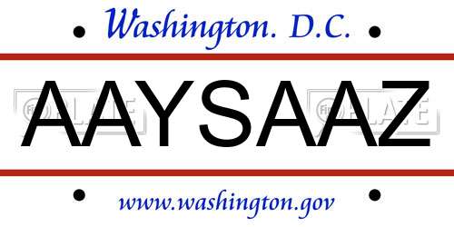 AAYSAAZ District Of Columbia License Plate