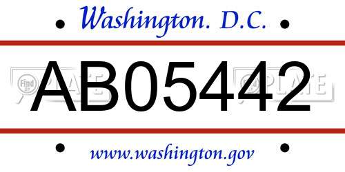 AB05442 District Of Columbia License Plate