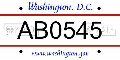 AB0545 District Of Columbia License Plate