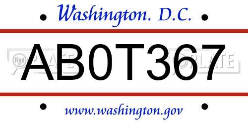 AB0T367 District Of Columbia License Plate