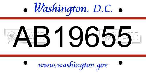 AB19655 District Of Columbia License Plate