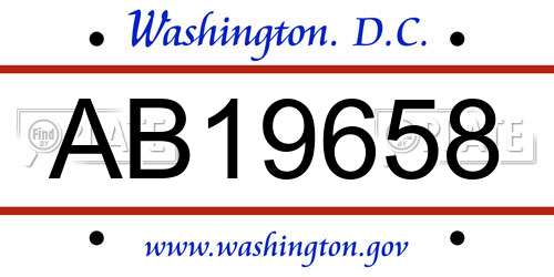AB19658 District Of Columbia License Plate