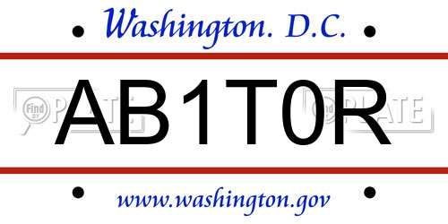 AB1T0R District Of Columbia License Plate
