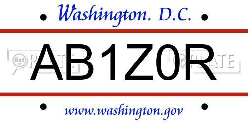 AB1Z0R District Of Columbia License Plate