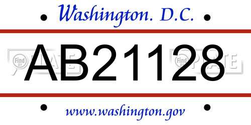 AB21128 District Of Columbia License Plate