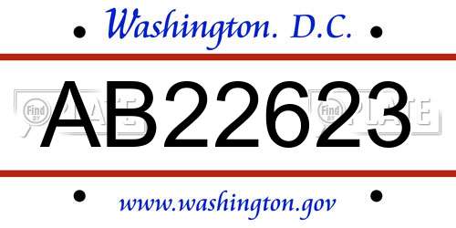 AB22623 District Of Columbia License Plate