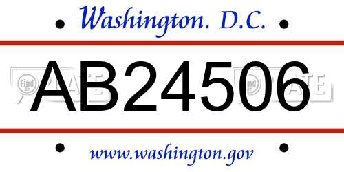 AB24506 District Of Columbia License Plate