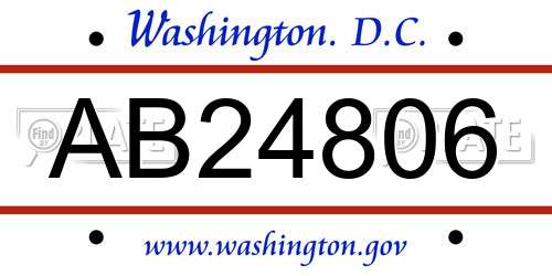 AB24806 District Of Columbia License Plate