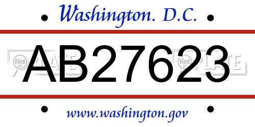 AB27623 District Of Columbia License Plate