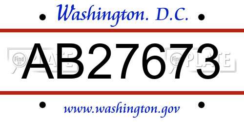 AB27673 District Of Columbia License Plate