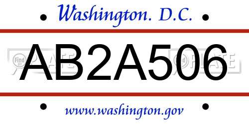 AB2A506 District Of Columbia License Plate