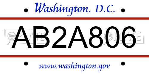 AB2A806 District Of Columbia License Plate