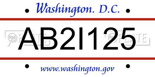 AB2I125 District Of Columbia License Plate