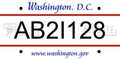 AB2I128 District Of Columbia License Plate