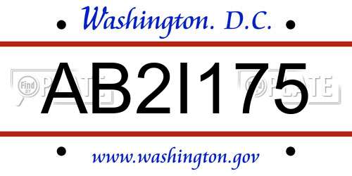 AB2I175 District Of Columbia License Plate