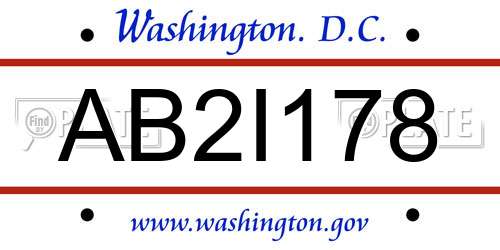 AB2I178 District Of Columbia License Plate