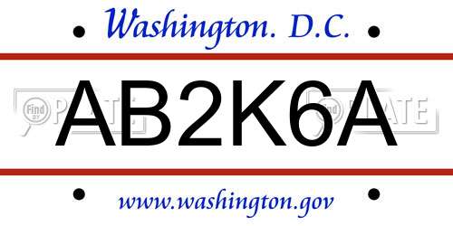 AB2K6A District Of Columbia License Plate